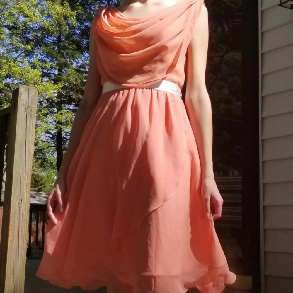 Peach Pink Summer Braidmaid dress